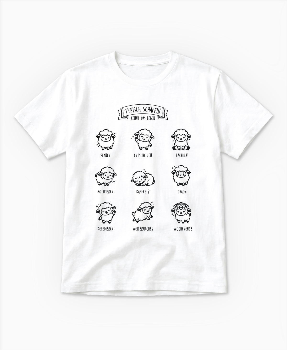 Weisses SCHÄFFIN Typisch Schäffin / Kennt das Leben Schaf T-Shirt aus Bio-Baumwolle