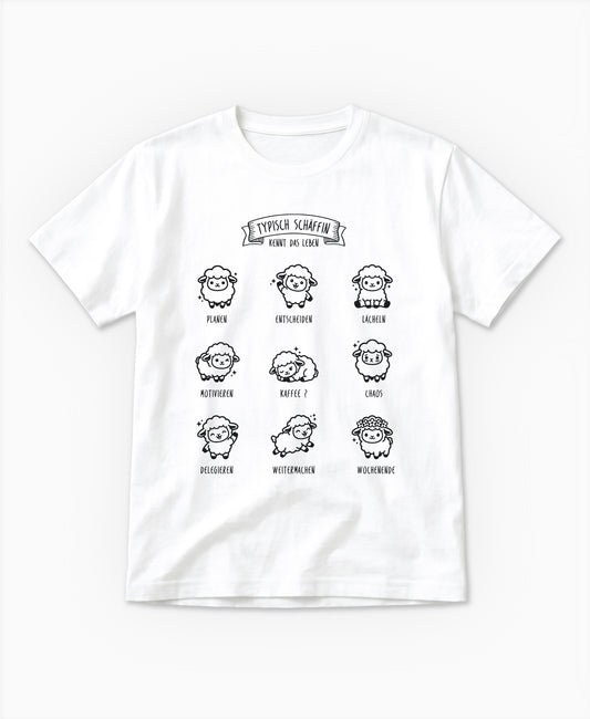 Weisses SCHÄFFIN Typisch Schäffin / Kennt das Leben Schaf T-Shirt aus Bio-Baumwolle