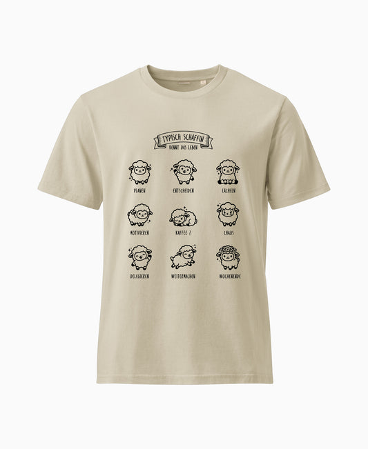 SCHÄFFIN Typisch Schäffin / Kennt das Leben Schaf Bio T-Shirt in Desert Dust aus Bio-Baumwolle