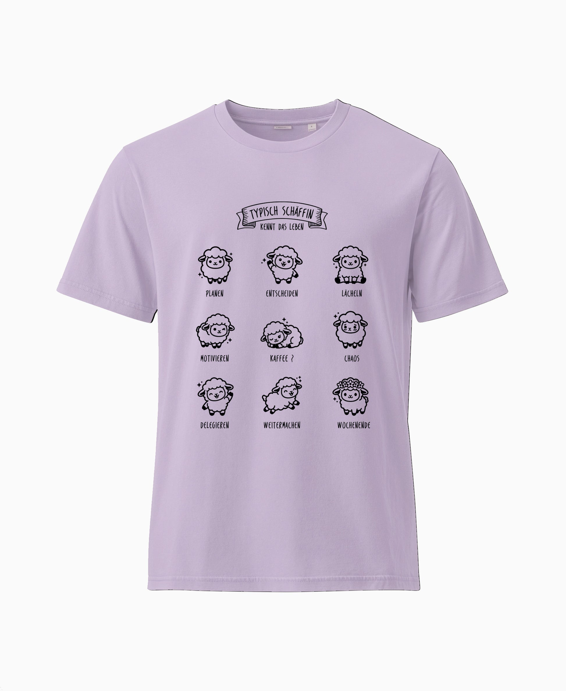 SCHÄFFIN Typisch Schäffin / Kennt das Leben Schaf Bio T-Shirt in Farbe Lavendel aus Bio-Baumwolle