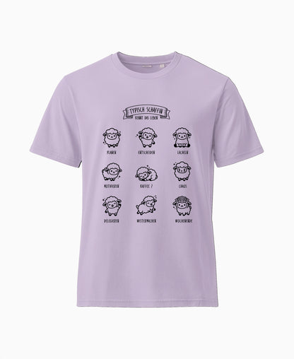 SCHÄFFIN Typisch Schäffin / Kennt das Leben Schaf Bio T-Shirt in Farbe Lavendel aus Bio-Baumwolle