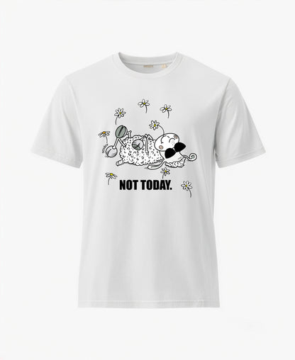 SCHÄFF Not Today Schaf Bio T-Shirt mit Comic Schaf und Sonnenbrille in Weiss